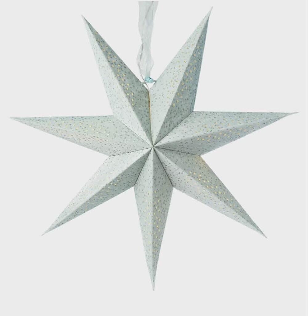 Light-Up Blue Battery-Operated Flocked Star Christmas Hanging Decoration, 29"